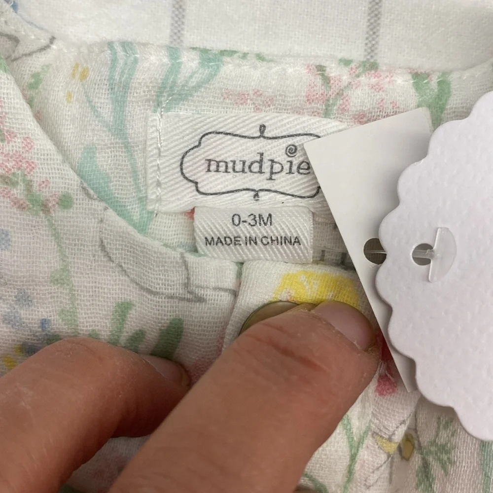 Mud Pie Pastel Floral Baby Romper, baby-girls Bunny Floral Bubble Size 0-3 - Picture 2 of 5